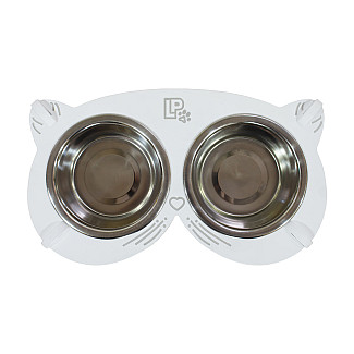 Миски металлические на деревянной подставке Lucky Pet линейка, белый (552976), 2x0.4л/13см