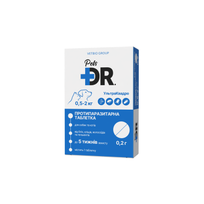 Dr.Pets протипаразитарна таблетка УльтраКвадро для собак та котів від