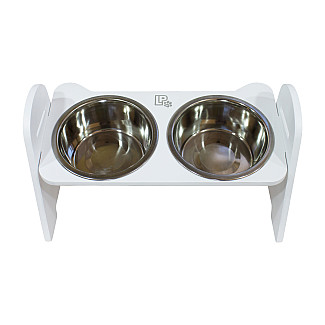 Миски металлические на деревянной подставке Lucky Pet линейка, белый (552921), 2x0.84л/16.5см