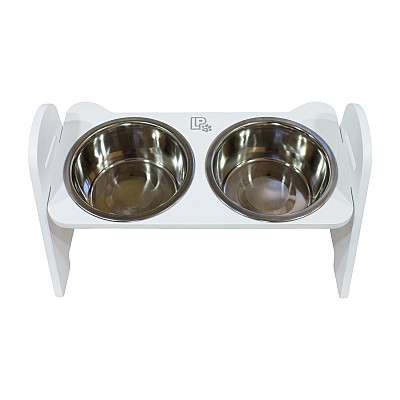Миски металлические на деревянной подставке Lucky Pet линейка, белый (552723), 2x0