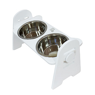 Миски металлические на деревянной подставке Lucky Pet линейка, белый (552921), 2x0.84л/16.5см
