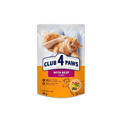 CLUB 4 PAWS PREMIUM Клуб 4 лапы влажный корм для кошек с говядиной в желе