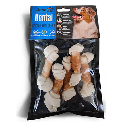 AnimAll Dental кістка баварська вузлова №1 з м'ясом курки, 8-10 см
