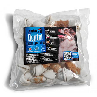 AnimAll Dental кістка баварська вузлова №2L з м'ясом курки, 10-12 см, 10 шт