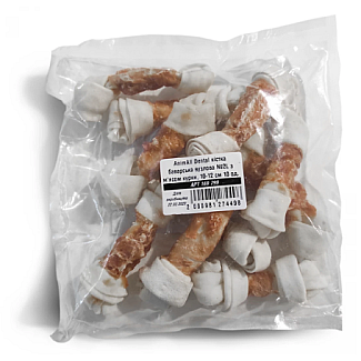 AnimAll Dental кістка баварська вузлова №2L з м'ясом курки, 10-12 см, 10 шт