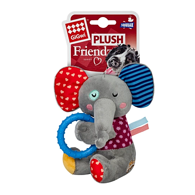 Іграшка GiGwi Plush для собак Слоненя з кільцем та пищалкою