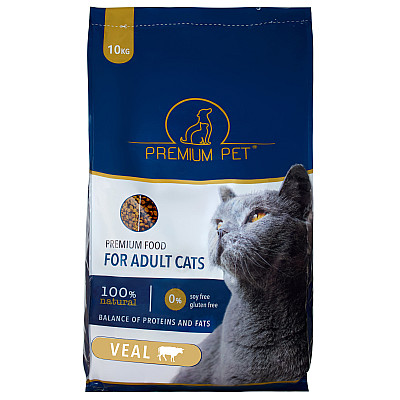Повноцінний сухий корм для котів Premium Pet з телятиною