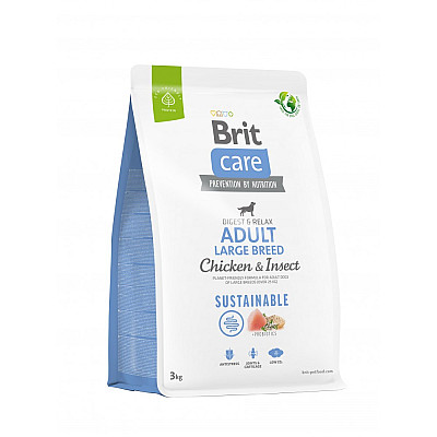 Сухий корм для дорослих собак великих порід Brit Care Dog Sustainable Adult Large Breed з куркою та комахами