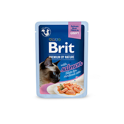 Корм вологий Brit Premium Delicate Fillets in Gravy Salmon For Sterilised для стерилізованих котів філе в соусі лосось