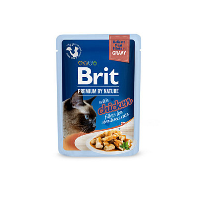 Корм вологий Brit Premium Delicate Fillets in Gravy Chicken for Sterilised для стерилізованих котів філе в соусі курка