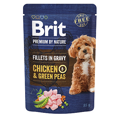 Корм вологий Brit Premium Fillets in Gravy Chicken & Green Peas для собак малих порід філе в соусі курка і горошок