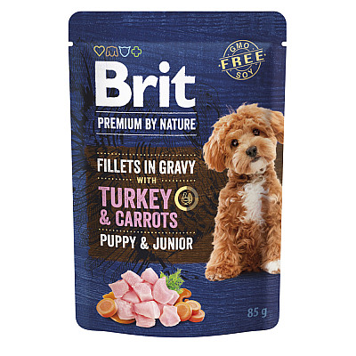Корм вологий Brit Premium Fillets in Gravy Turkey & Carrots Puppy для цуценят малих порід філе в соусі індичка і морква