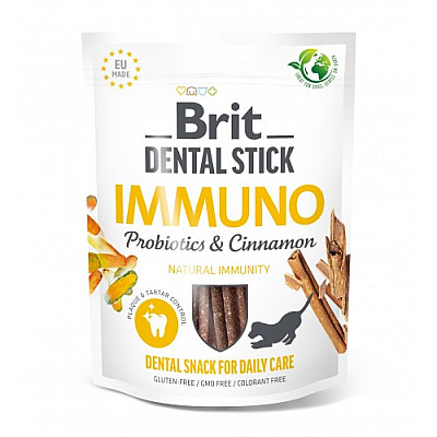 Ласощі для собак Brit Dental Stick Immuno для міцного імунітету, пробіотики та кориця, 7 шт