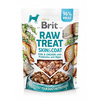Ласощі для собак Brit Raw Treat freeze-dried Skin and Coat для шкіри та шерсті, риба і курка