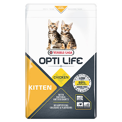 Сухой беззерновой суперпремиум корм для котят Opti Life Kitten курица