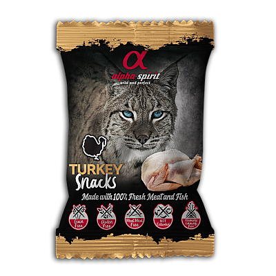 Напіввологі ласощі для котів Alpha Spirit Cat Snacks Turkey кубики з індички