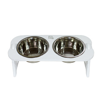 Миски металлические на деревянной подставке Lucky Pet линейки, белый (552327), 2x0.24л/11.5см