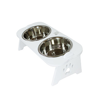 Миски металлические на деревянной подставке Lucky Pet линейки, белый (552327), 2x0.24л/11.5см
