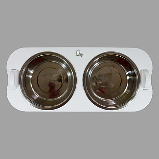 Миски металлические на деревянной подставке Lucky Pet линейка, белый (552426), 2x0.84л/16.5см