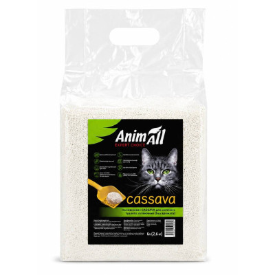 Рослинний наповнювач AnimAll Cassava Classic для котячого туалету, грудкуючий, без аромату