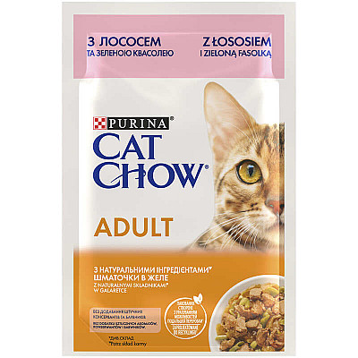 Консервований корм Purina Cat Chow Adult для котів з лососем та зеленим горошком