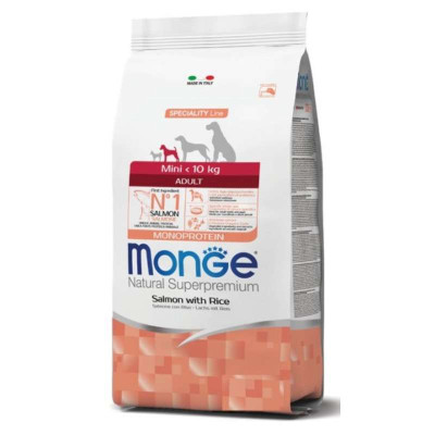 Monge (Монж) Monoprotein Mini Adult Salmon with Rice - Сухий монопротеїновий корм із лососем та рисом для дорослих собак маленьких порід