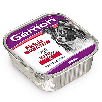 Вологий корм для дорослих собак усіх порід (паштет) Gemon (Джемон) Dog Adult Beaf із яловичиною, 150 г