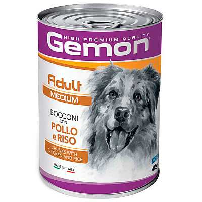 Gemon (Джемон) Dog Mini Adult Chunks with Chicken & Rice - Вологий корм з куркою та рисом для дорослих собак дрібних порід (шматочки в желе)