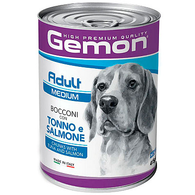 Gemon (Джемон) Dog Medium Adult Chunks with Tuna&Salmon - Вологий корм з тунцем і лососем для дорослих собак середніх порід (шматочки в желе)