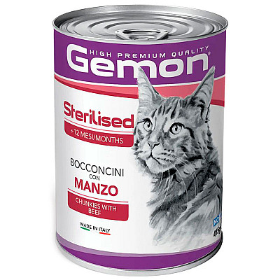 Gemon (Джемон) Cat Adult Chunkies with Beef - Вологий корм з яловичиною для дорослих котів (шматочки в желе)