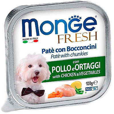 Monge (Монж) Dog Fresh Chicken&Vegetables – Консервований корм з куркою та овочами для собак (шматочки в паштеті)