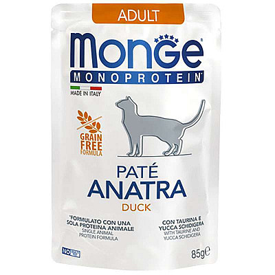 Monge (Монж) Pate Duck Adult Cat – Вологий монопротеїновий корм із качки для дорослих котів (паштет)