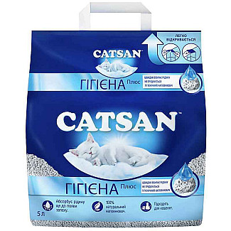 Catsan Hygiene Plus – Наполнитель Гигиена Плюс кварцевый для кошачьего туалета, 5 л