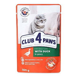 Вологий корм Клуб 4 лапи Club 4 Paws Пауч для котів качка в соусі, 100 г