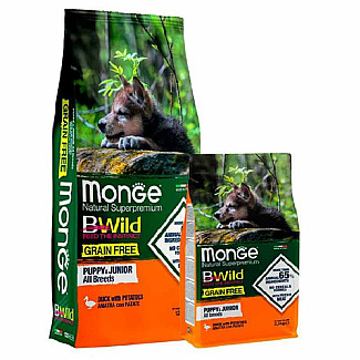 Monge (Монж) BWild Grain Free Puppy&Junior Duck All Breeds - Беззерновий корм з качкою для цуценят різних порід, 15 кг