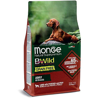 Беззерновий корм для дорослих собак різних порід Monge (Монж) BWild Grain Free Lamb Adult All Breeds з ягням, 2.5 кг