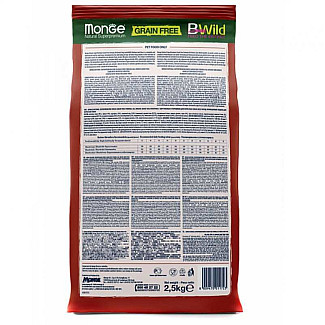 Беззерновий корм для дорослих собак різних порід Monge (Монж) BWild Grain Free Lamb Adult All Breeds з ягням, 2.5 кг