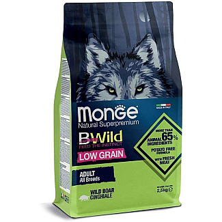 Низькозерновий сухий корм для дорослих собак усіх порід Monge (Монж) BWild Low Grain Wild Boar Adult All Breeds з м'ясом дикого кабана, 2.5 кг