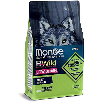 Низькозерновий сухий корм для дорослих собак усіх порід Monge (Монж) BWild Low Grain Wild Boar Adult All Breeds з м'ясом дикого кабана
