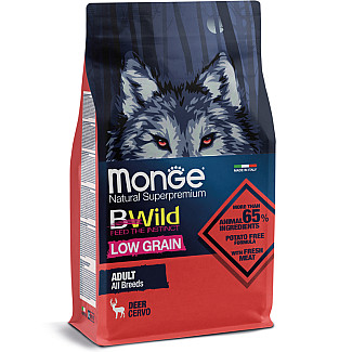 Низькозерновий сухий корм для дорослих собак усіх порід Monge (Монж) BWild Low Grain Wild Deer Adult All Breeds із м'яса оленя, 2.5 кг