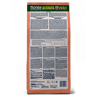 Сухий беззерновий корм для дорослих котів Monge (Монж) BWild Grain Free Salmon Adult Cat з лососем, 1.5 кг