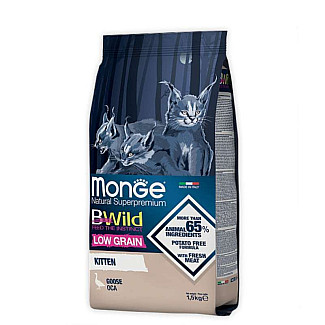 Сухий низькозерновий корм для кошенят Monge (Монж) BWild Low Grain Goose Kitten з м'яса гусака, 1.5 кг