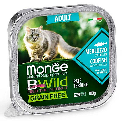 Monge (Монж) BWild Grain Free Wet Cod Fish Adult Cat - Консервований беззерновий корм з тріски для дорослих кішок (паштет)