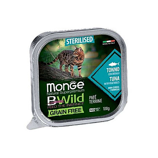 Monge (Монж) BWild Grain Free Wet Tuna Sterilized Cat - Консервований беззерновий корм з тунця для стерилізованих котів (паштет), 100 г