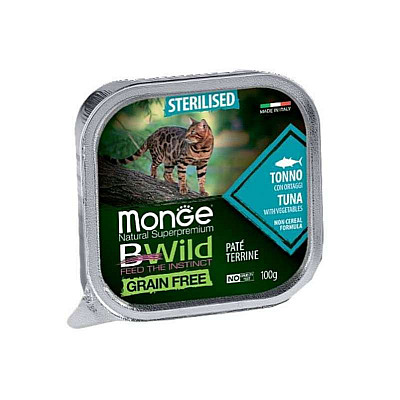 Monge (Монж) BWild Grain Free Wet Tuna Sterilized Cat - Консервований беззерновий корм з тунця для стерилізованих котів (паштет)