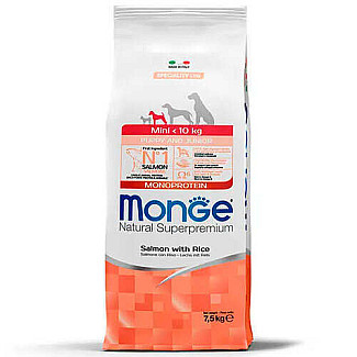Сухий корм для цуценят малих порід Monge (Монж) Dog Mini Puppy & Junior з лососем та рисом, 7.5 кг