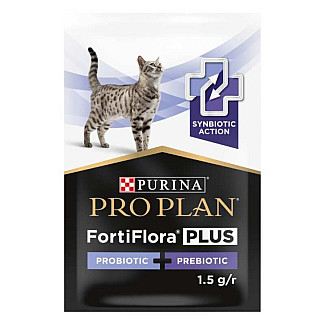 Pro Plan Veterinary Diets (Про План Ветеринарі Дієтс) FortiFlora Plus - Кормова добавка для підтримки мікрофлори кишківника у дорослих котів та кошенят, 1.5 г х30 шт