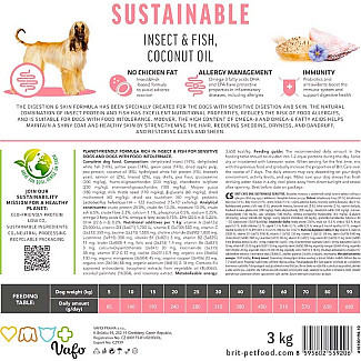 Сухий корм для собак з чутливим травленням Brit Care (Бріт Кеа) Sustainable Sensitive з рибою та комахами, 3 кг
