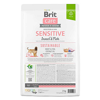 Сухий корм для собак з чутливим травленням Brit Care (Бріт Кеа) Sustainable Sensitive з рибою та комахами, 3 кг