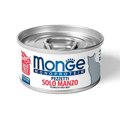 Monge (Монж) Monoprotein Solo Manzo - Монопротеїнові м'ясні пластівці з яловичини для дорослих котів усіх порід
